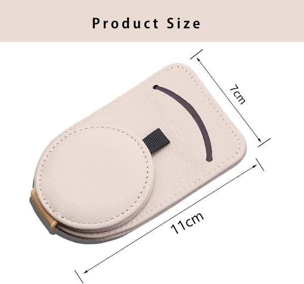(beige) Solbrilleholder til bil, magnetisk solbrilleholder, S