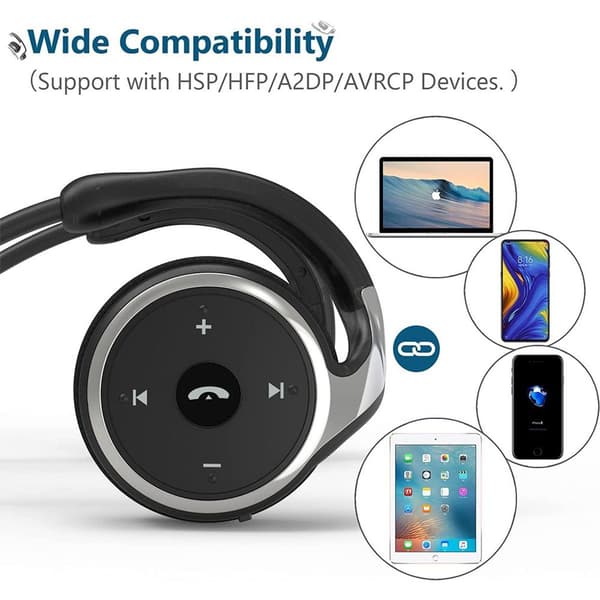 Wireless Headphones On Ear with Clear Voice Pickup Black