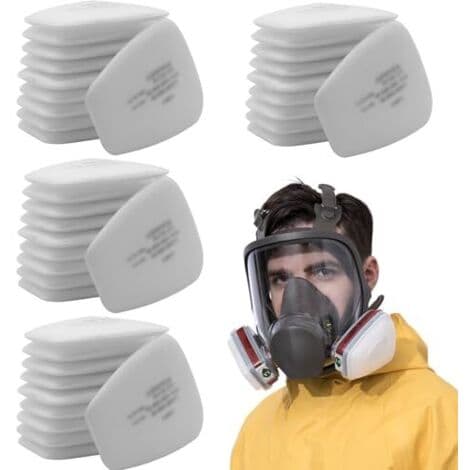 Sett med 40 åndedrettsvernfiltre, 3M-filter, 5N11 CN innsettingsfilter, 5N11CN bomullsfilter, kompatible med modellene 6000, 6100, 6200, 6800,