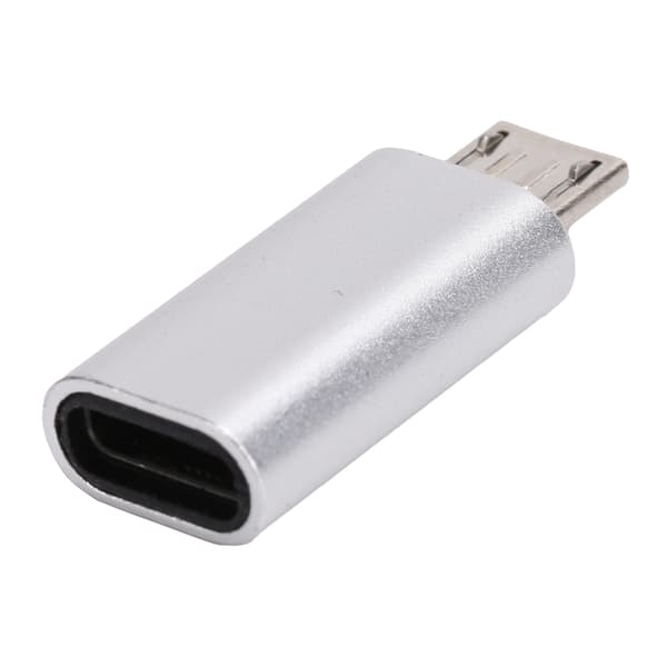 TypeC Adapter Konverter Hun til Micro Han Mobiltelefon Datalinje USB Opladning (Sølv)