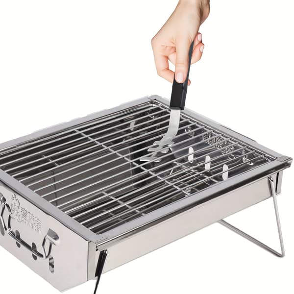 Udendørs grill, grillristløfter, ristløfter til riste i rustfrit stål og støbejern, rustfrit stål og sort (FMY) 1 stk 1pc