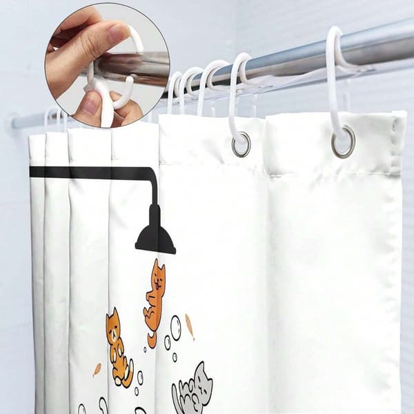 Rolig kattteckning duschdraperi 180x180 vattentät polyester badrumsgardin Kleurrijk