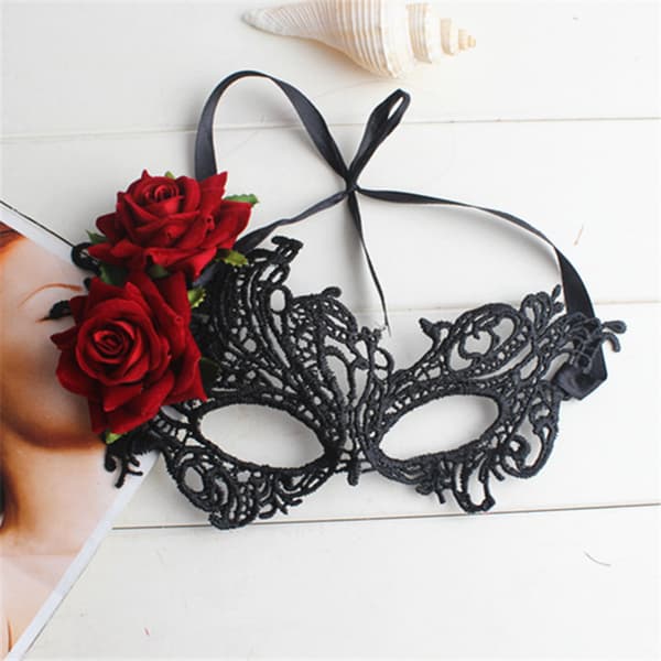 2 stykker fløjlsroser masker - Klassisk maskeradebal
