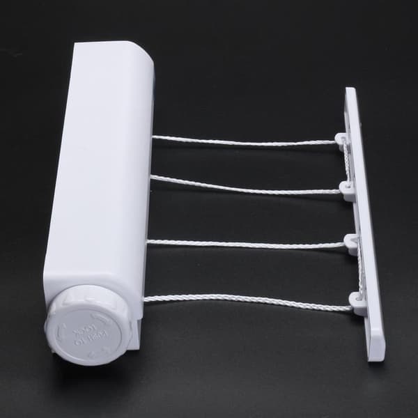 Clothesline, Automatic Telescopic Wall Mounted Retractable Clothes Dryer Line with Hook for Indoor and Outdoor Use, Punching System (Five Lines)