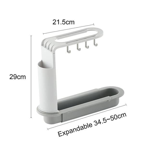 Oppvaskstativ for vask, plassbesparende svampholder for husholdningsutstyr Hvit Grå White Gray