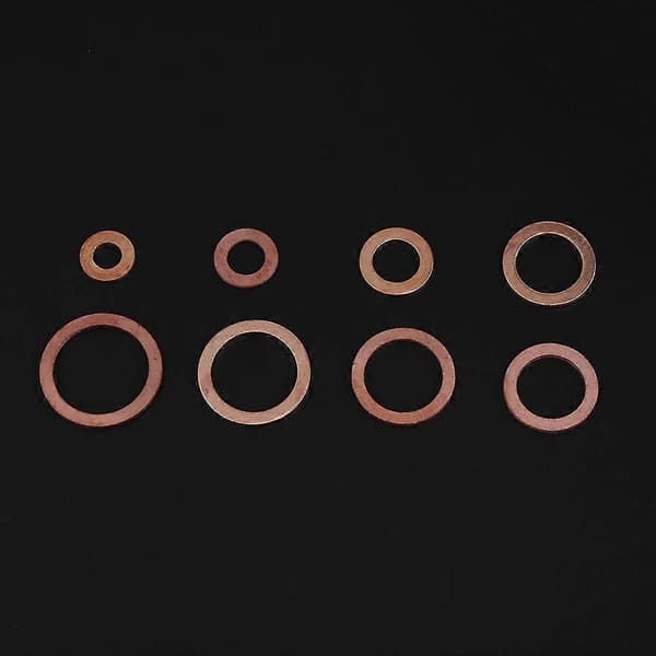Massivt koppar oljepluggsortiment brickor metallkit - 80 st med låda
