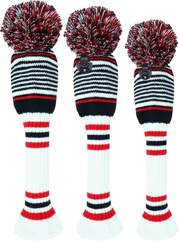 3-pack stickade golfhuvudskydd för Driver Fairway Hybrid, vita numrerade skydd-FX-