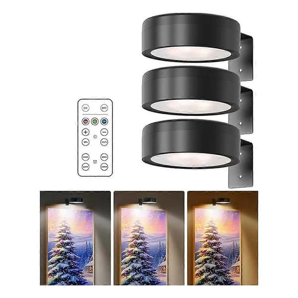 3 stk Batteridrevet Lys Magnetisk LED Malerilampe med Fjernkontroll Dimbar Timer 3 Lysmoduser Kunstutstillingslampe
