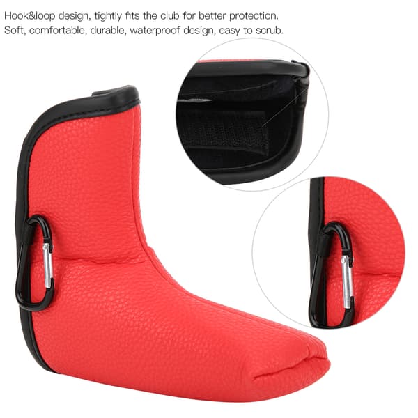 Golf L-shaped Putter Headcover Slotted Blank PU Waterproof Fabric Thick Plush Protection (red)