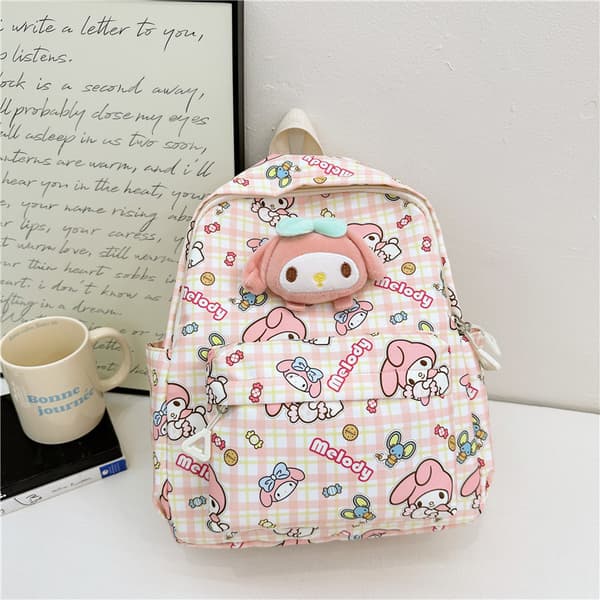 Authorized Sanrio Cartoon Printed Backpack, Padded Shoulder Straps, Hello Kitty Backpack Suitable for School. [DB] klm klm