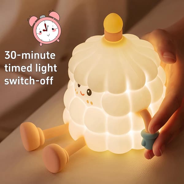 Nattlampe for barn Bursdagskakeform Dimbar USB Oppladbar Øyebeskyttelse Varmt Lys Barnehagelampe