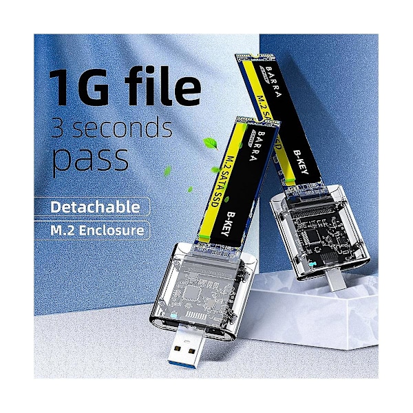 M2 SSD-etui M.2 til USB 3.0 5gbps Højhastigheds SSD-kabinet til SATA M.2 NGFF SSD 2242 2260 2280mm Ca