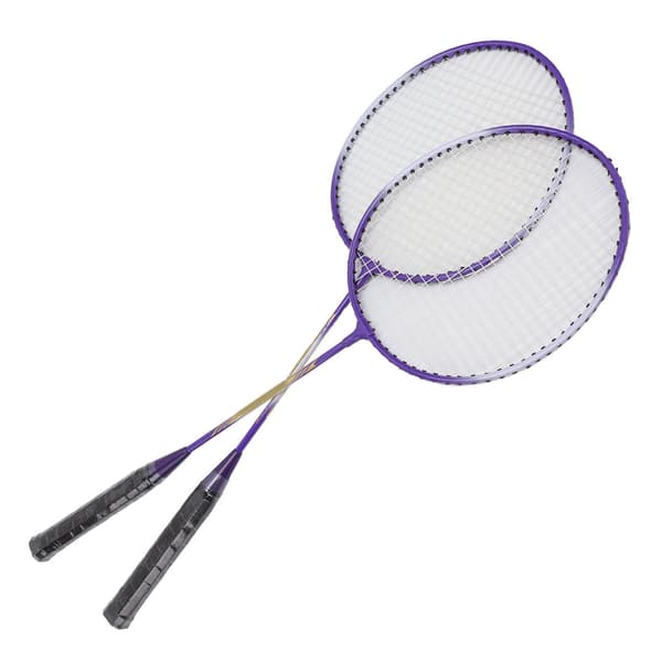 2 Pcs Iron Alloy Badminton Rackets with Non-Slip Handle, Purple Badminton Racket Set for Beginners, Students, Professionals