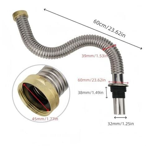 Flexible sink drain hose, flexible kitchen siphon, high temperature resistant, stainless steel, flexible sink siphon (60 cm)