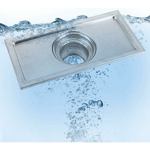 Stainless Steel Floor Drain with Removable Cover Rectangular 200x100mm for Bathroom Garden Kitchen