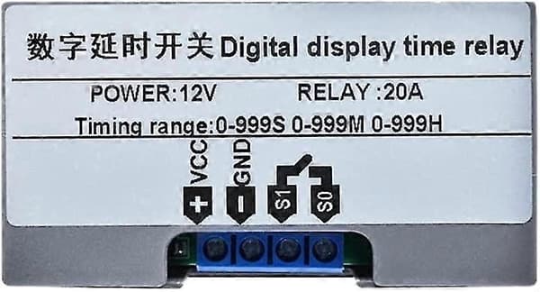 12V Tidsrelæ 12 Volt Timerrelæ Udendørs 10A Digitalt Slukningsrelæ Justerbar Gave db