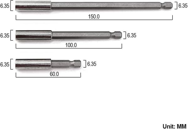 1/4 Hex Bit Magnetic Drill Bit Extension Holder Drill Chuck Replacement Extension 6.35mm Hex Power Tool 60/100/150mm 3 Pcs