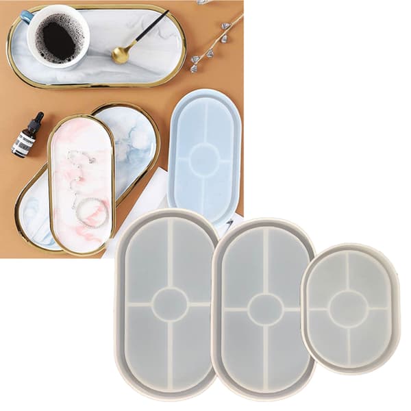 3 stk. store, mellemstore, små ovale bakkeforme DIY Coaster Form