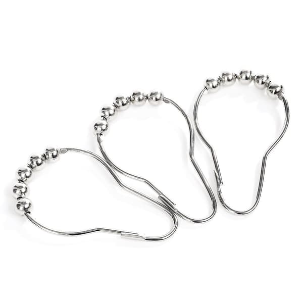 12-pack duschdraperiringar i rostfritt stål med glidsystem, 12 enkla krokar, 69x39mm