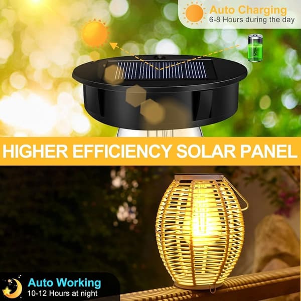 Solar Lantern Replacement Lamp, Waterproof LED, Automatic Dusk Sensor, Outdoor Garden Patio Decor, Black, 7 cm, 1-pack