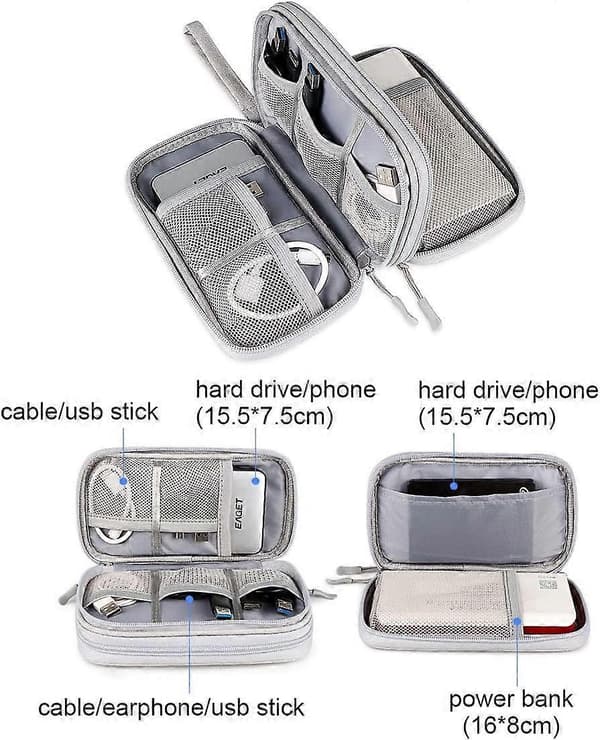 Powerbank-etui Opbevaringstaske til elektronisk tilbehør USB-drev-etui (sort).