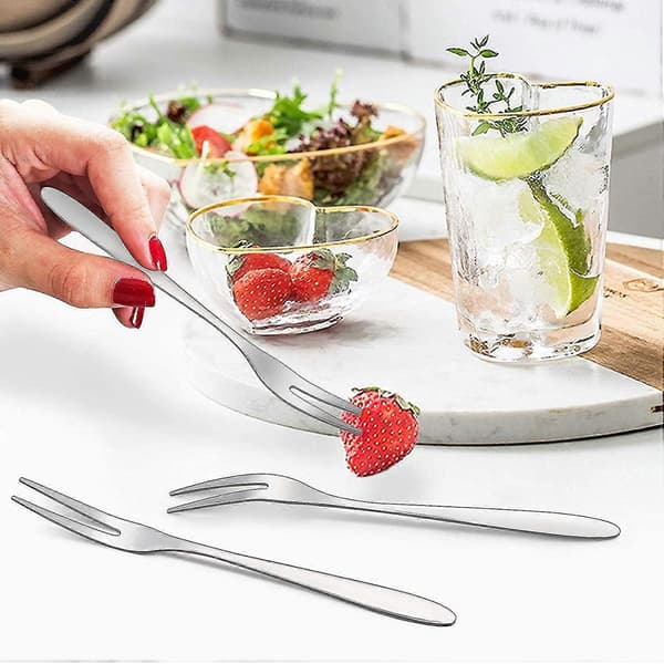 Sæt med 5 frugtgafler i rustfrit stål til salsa eller dessert