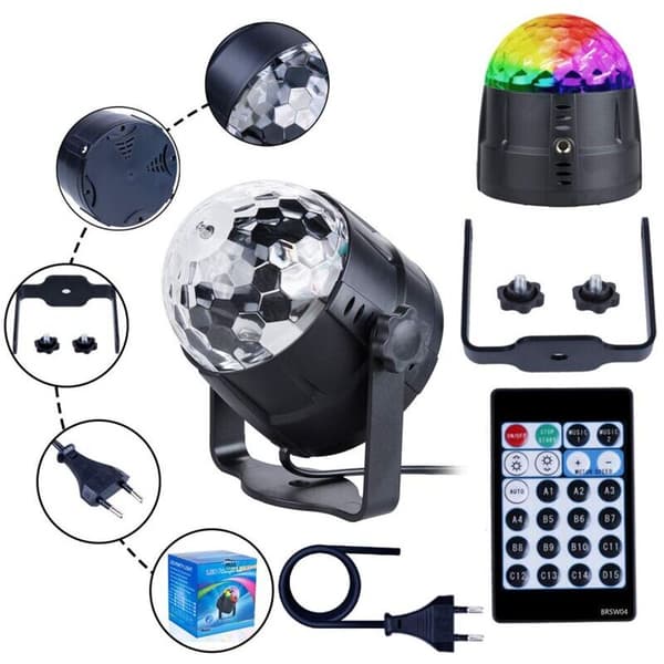 Diskokugle med 15 LED-lys Diskolampe Discolyseffekter RGB LED til Halloween-dekoration, børn, klubfest m.m.