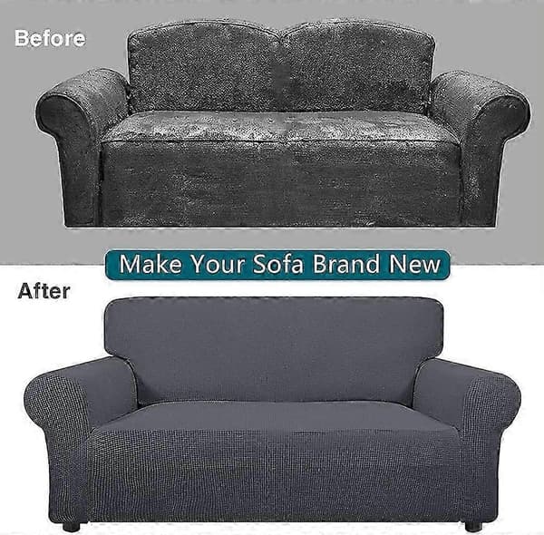 Sofföverdrag, Hörnbäddsoffa med stretch, Stretch sofföverdrag för 1/2/3/4 sits (L-formad hörnbäddsoffa behöver två) (3 sits: 190-230cm, Grå)