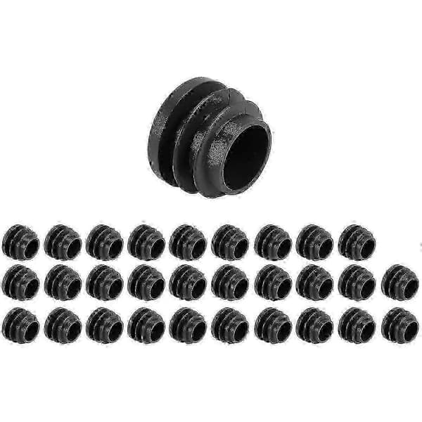 Round Table Chair Leg Tube Insert End Cap 19mm Dia 30pcs Black