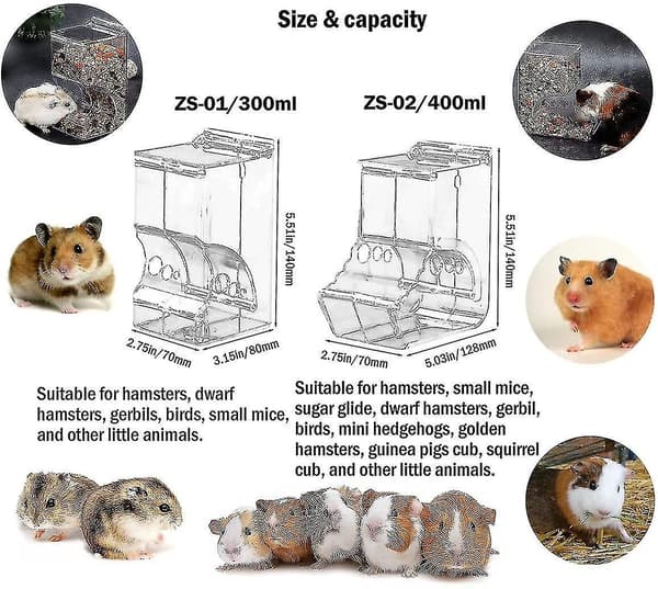 Hamsterfoderautomat Smådyr Automatisk Dispenser Kæledyrspiller Foderopbevaringsskål