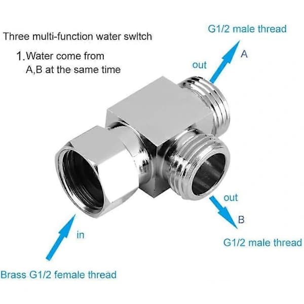 G1/2  \" Kraftig bruseadapter, omskifter, bruseomskifter, til hjemmet