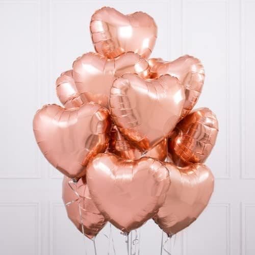 Rosegull Hjerteballong 50 stk Størrelse 45 cm - Oppblåsbar Helium