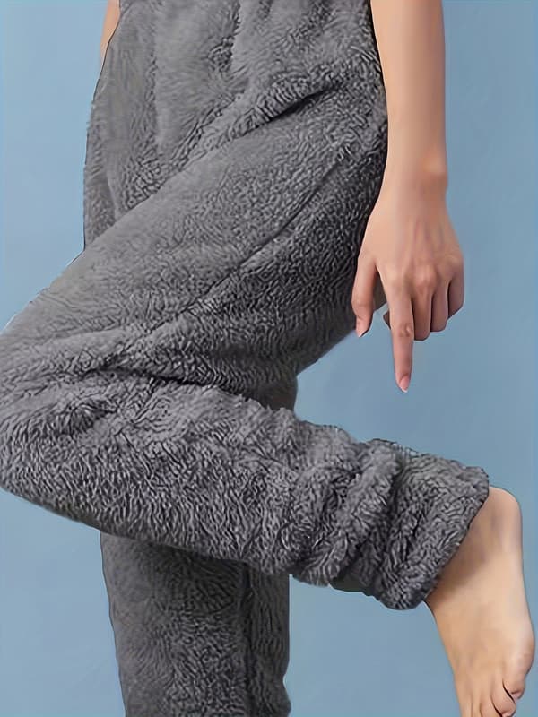 Vintervarme pyjamasbukser med fødder til kvinder, hyggelige, bløde, elastisk talje, maskinvaskbare Mørkegrå S Dark Gray S