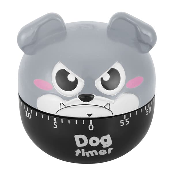 Mechanical Kitchen Timer Cute Dog Manual Counter for Home Cooking Reminder Tool (Grey)