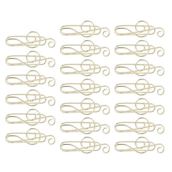 20 Pcs Musical Note Paper Clips Music Folder Shape Creativity Modeling Metal Craft Material Gold