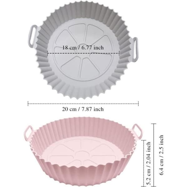 Airfryer tilbehør - Silikoneform - 2 dele - 21 cm - Genanvendelig - Rosa
