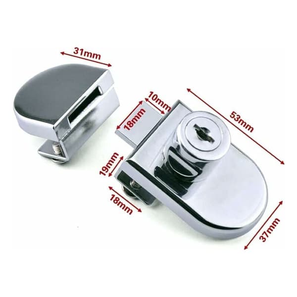 Glass Door Lock for 5-8mm Pivot Hinges, No Drilling Required, Includes 2 Keys