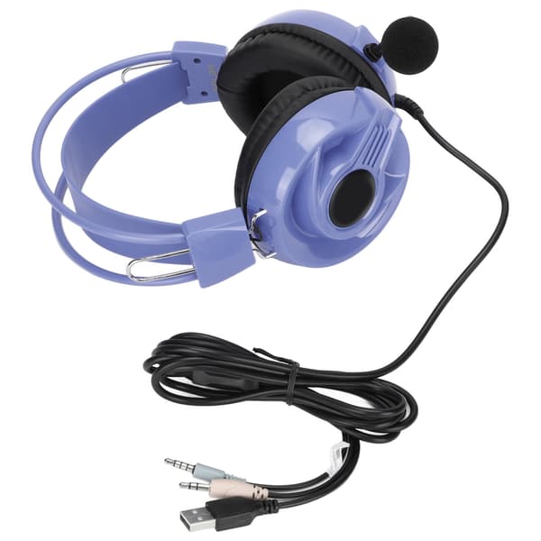 Gaming Headset Wired Comfortable Multifunctional Multi-color RGB Headphones with Omnidirectional Microphone Purple