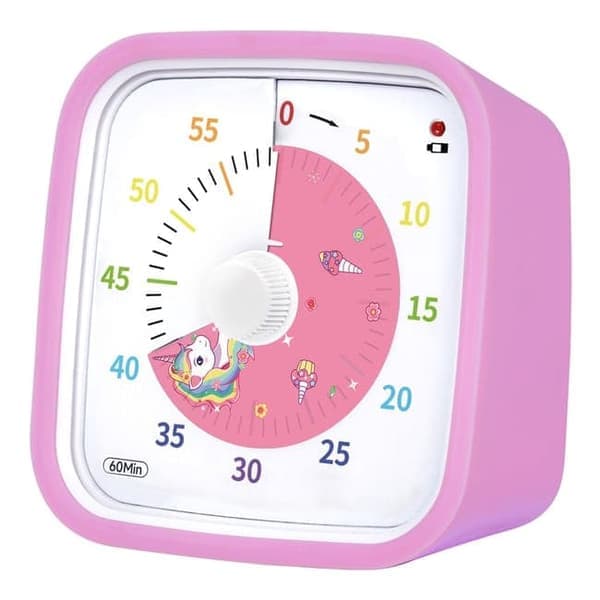 Vekkerklokke med Visuell Timer – Regnbuefarget Timer for Barnerom