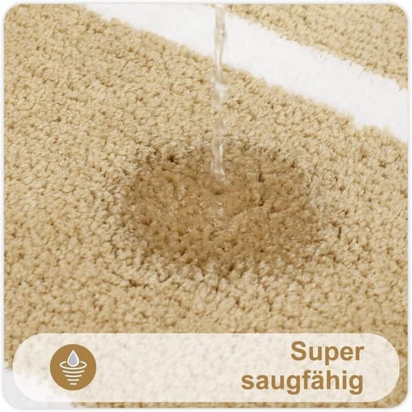 Non-Slip Bathroom Mat, Soft Microfiber Bath Mat, Absorbent High Pile Bath Mat, Machine Washable - 40 x 60 cm - Beige