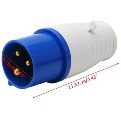 Industrial Socket 16 Amp 3-Pin 220-250V Waterproof IP44 2P + E 3-Phase 16A Suitable for RVs, Caravans, Camper Vans[DB] White White