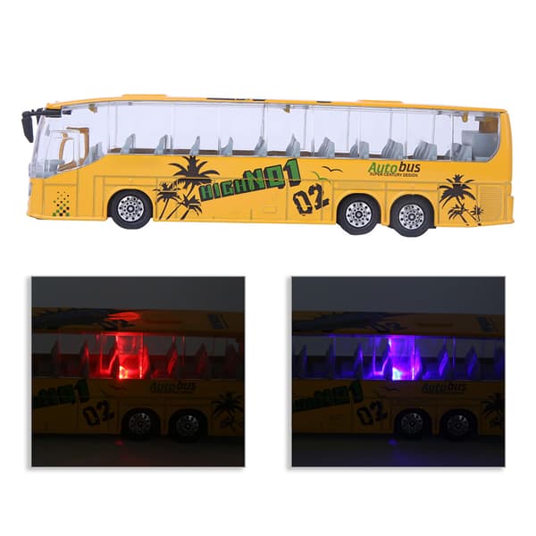 1:50 Simulering Transit Bus Model Legetøj Legering Træk Tilbage Bus Legetøj med Lys og Musik til Børn (Gul)