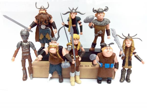 8 stk. vikinge actionfigurer - Hikke, Astrid, Stoick, Gobber, Snotfjæs, Fiskeben, Tuffnut & Ruffnut søde legetøjsfigurer