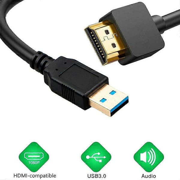 USB til HDMI-kompatibel kabel 1,8m USB 3.0 til HDMI-kompatibel lyd- og videokonverterer for Windows XP/7/8/8.1/Vista
