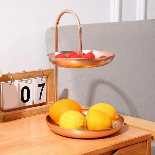 Wire Metal Fruit Basket, Double Layer, Countertop, Small Candy Holder Gold Gold