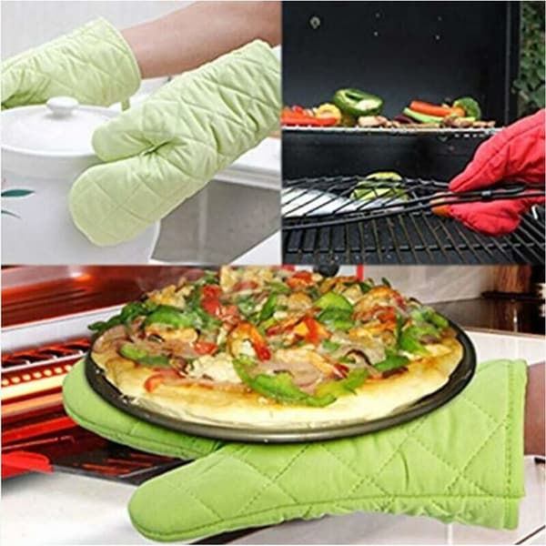 Heat Resistant Oven Mitts Microwave Gloves for Cooking Baking Grilling 1 Pair Red