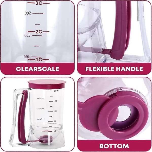 900 ml Manual Batter Dispenser, Pancake Batter Dispenser, Perfect for Muffins, Pancakes, Essential Kitchen Baking Tool [Purple]