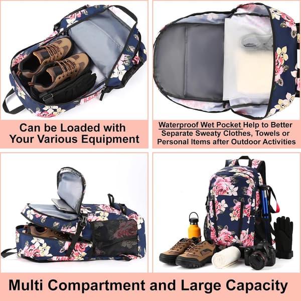 Foldable Hiking Backpack, Waterproof Backpack for Men, Lightweight Backpack for Women for Travel Pink pink