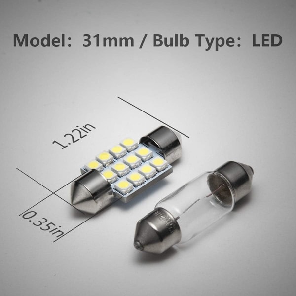 4-pack DE3175 31mm LED Interior Dome Light Map Light Door Light