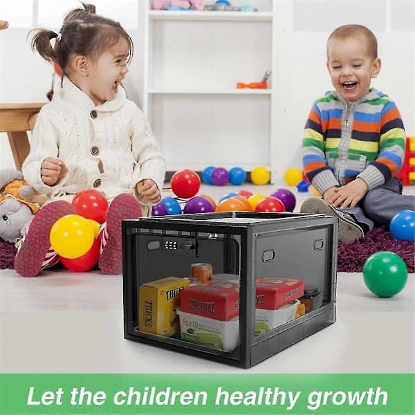 Medical Lock Box, Cell Phone Lock Box Lockable Storage Box, Refrigerator Food Lock Box Tablet Storage Cabinet, Black